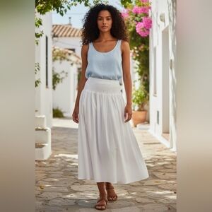 (96) Target White A-Line Maxi Skirt with Smocked Waist